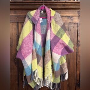 CATO Colorful Plaid Poncho NWT OSFA